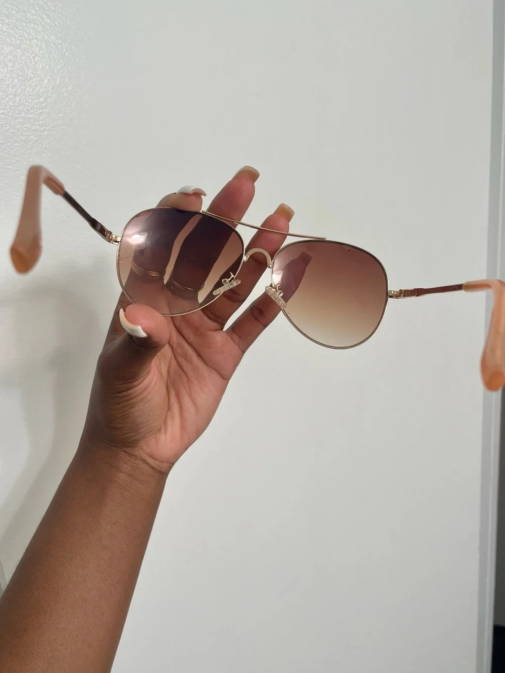 Express Gold Frame Brown Gradient Lens Women's Aviator Sunglasses